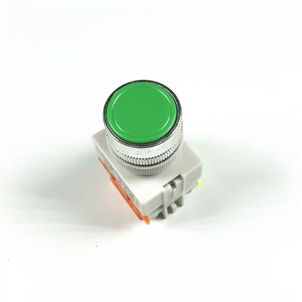 5 x  Green Round Cap  Momentary Push Button Switch LAY37-11BN  22mm