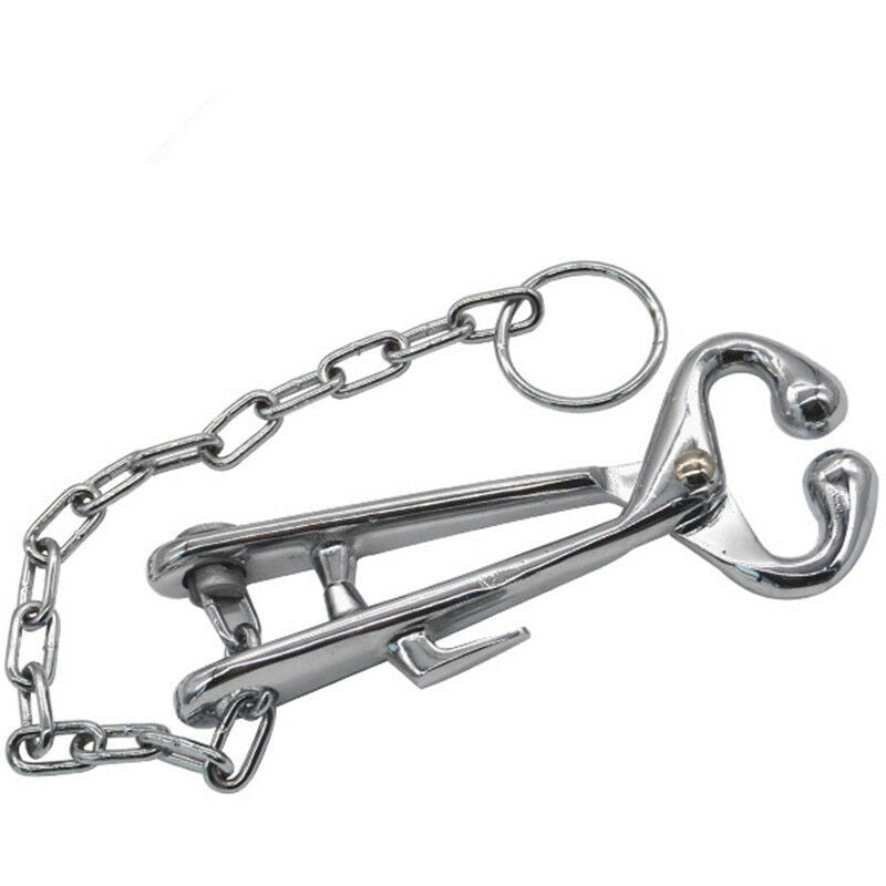 1pcs Cow Nose Clip Prick Cattle Punch Plier with Chain Pulling Tool Bull-holder