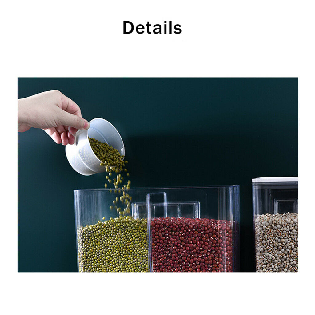 2X Bucket Container Dry Food Dispenser Kitchen Countertop Wall Mounted 3000ML