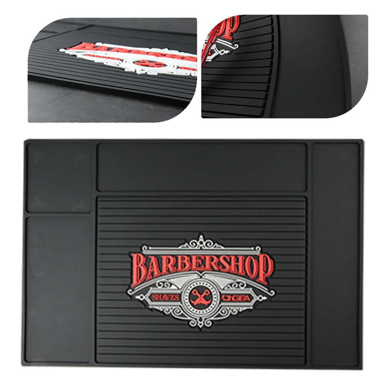 Black Anti-slip Barber Station Mat Barber Tools Display Storage Holder