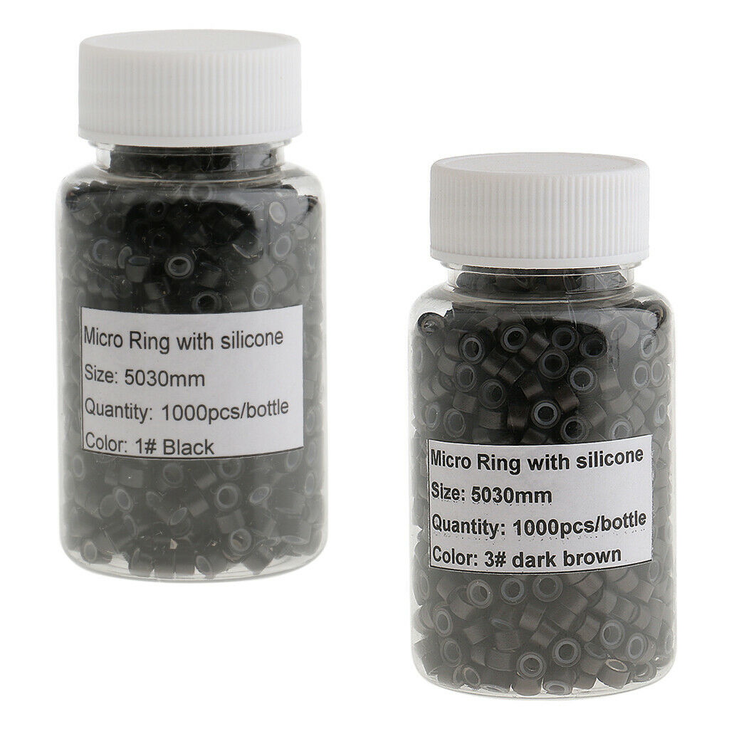 2000Pieces Tube Beads Micro Link Rings Lined for Hair Extensions Brown&Black