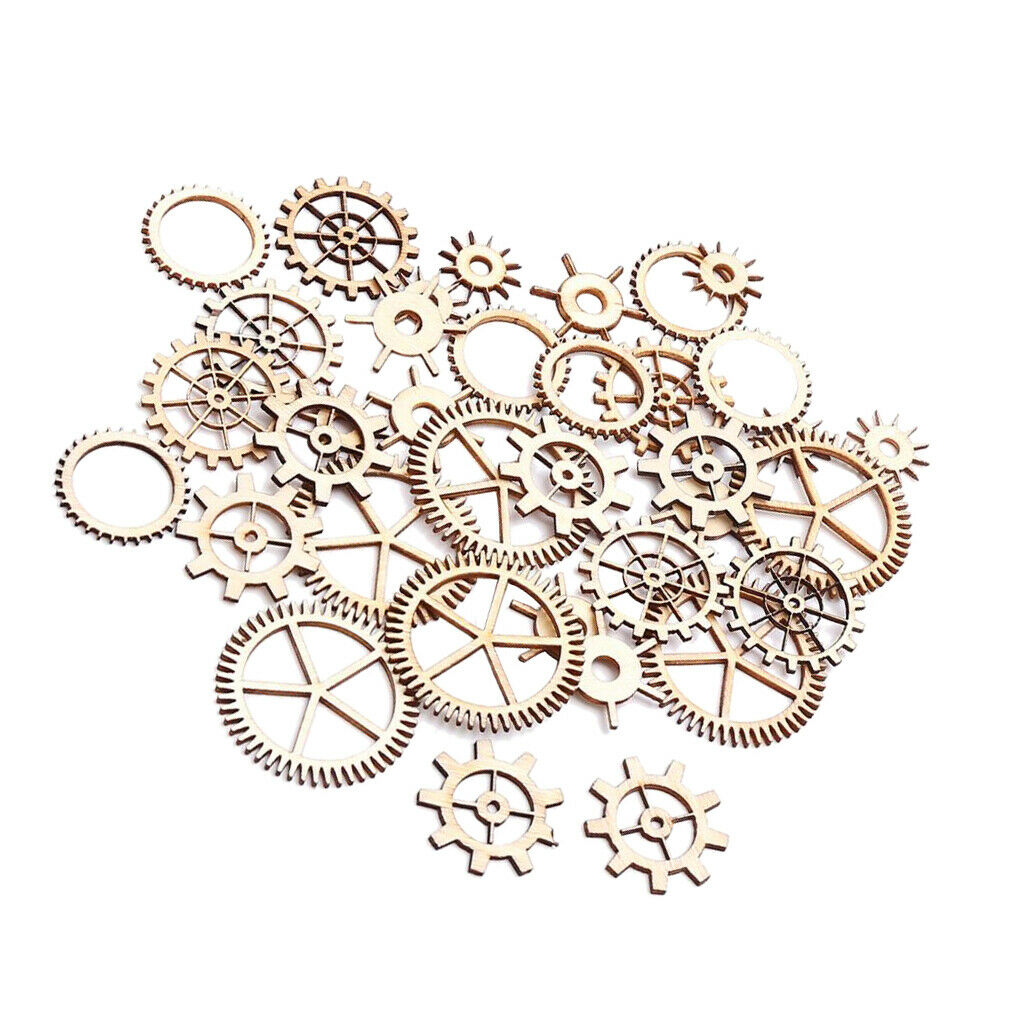 36 Pieces Punk Wood Shapes Crafts DIY Decor Embellishment Children Creative