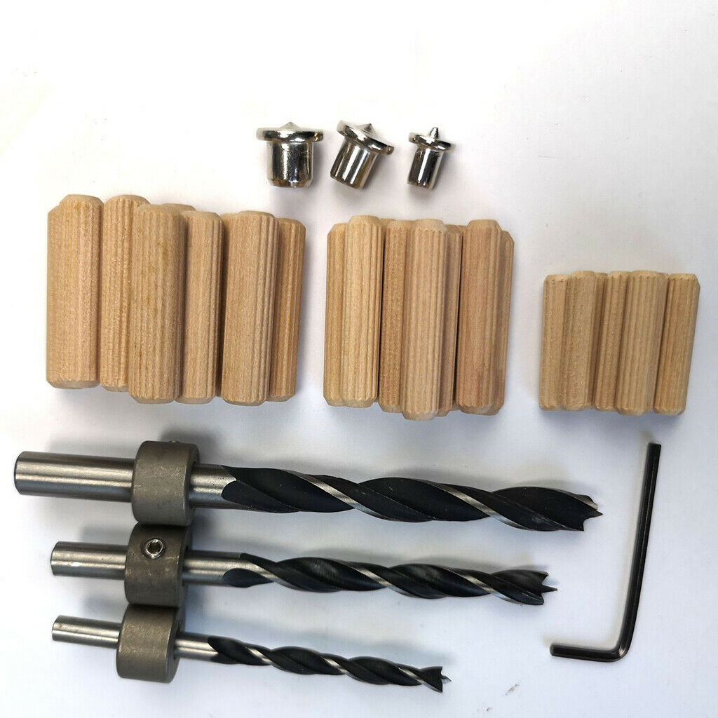 Woodworking Dowel Jig, Includes Wood Dowel Pins with 6 8 10mm Drill Bits Drill