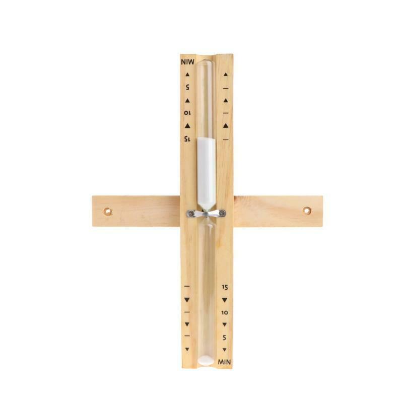 Wall-Mounted Rotating Sauna Wooden Hourglass White Sand Timer 15 Minutes