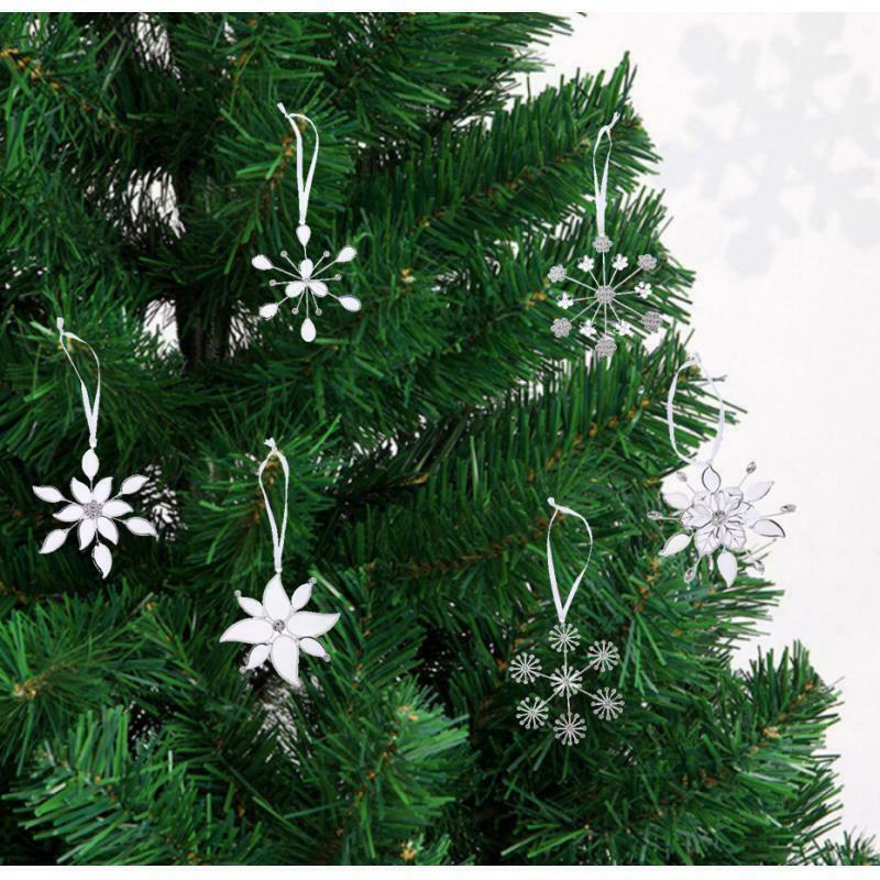 6 Pieces Filigree Snowflake Pendants Christmas Tree Gifts Hanging Ornaments