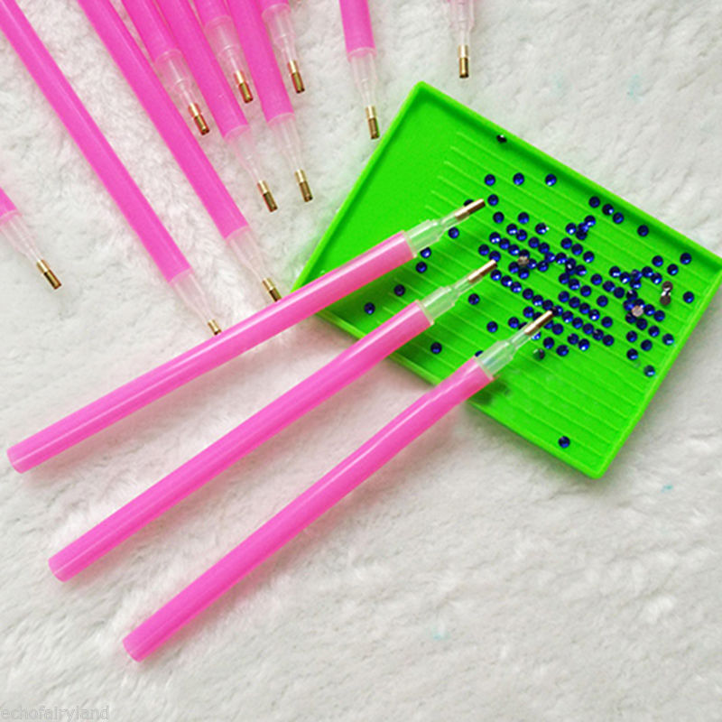 5 Pieces Pink Nail Art Rhinestone Gems Picker Dotting Pen Manicure Tips Tools