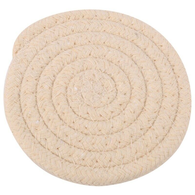 1X(Round Cotton Braided Table Place Mats Coaster Non-Slip Table Mats Set of 8M8)