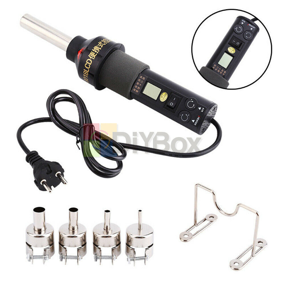 220V 450W EU Plug GJ 8018LCD Soldering Station Hot Air Gun Desolder w/ 4 Nozzles