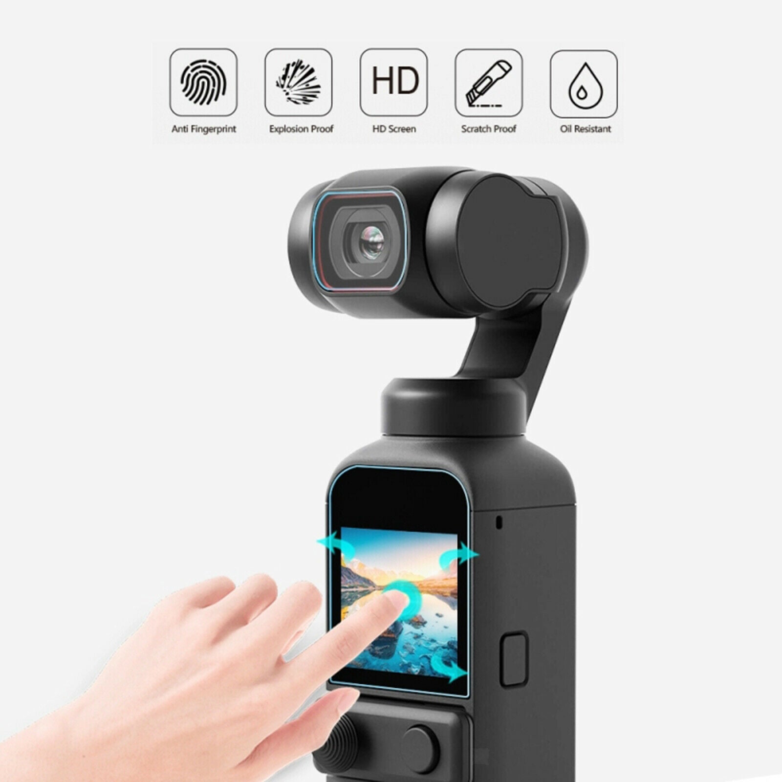 for PULUZ HD 9H Lens Protector Screen Film Shield Set for DJI OSMO Pocket 2