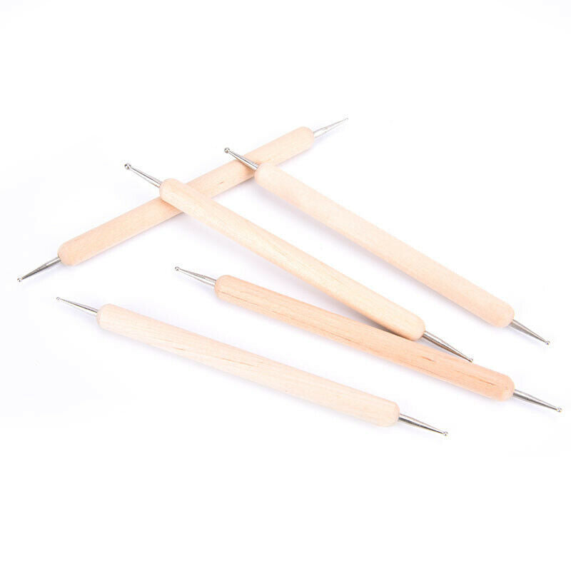 5Pcs Gel Painting Nail Art Dotting Pen Acrylic Handle Rhinestone Crystal Br Rf