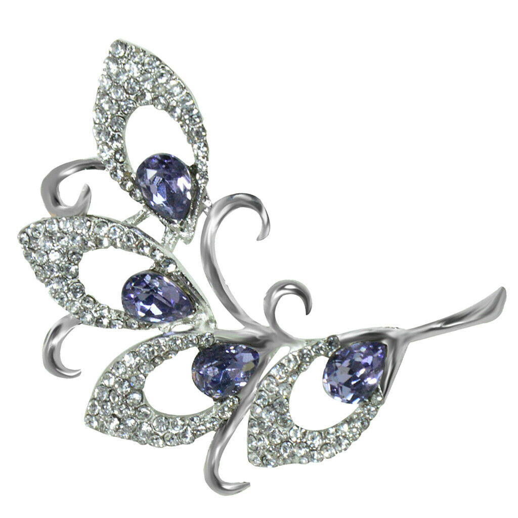 Women Crystal Leaves Brooch Wedding Bouquet Pin Jewelry for Party Prom