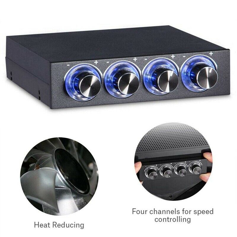 Fan Controller 4 Channel Computer Fan Speed & Temperature Reduce Noise ControlC8