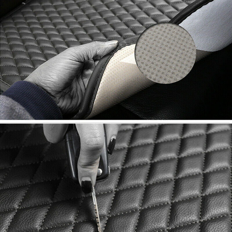 Black Car Front Seat Cover Breathable PU Leather Pad Mat Chair Cushion 50cm*50cm