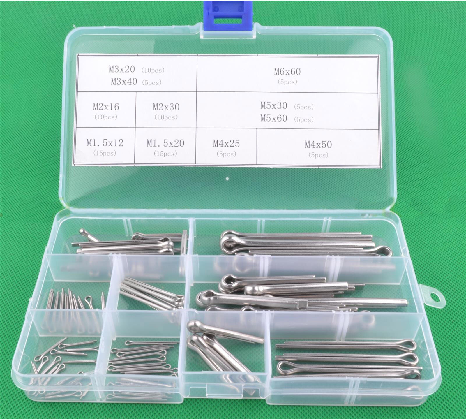 90pcs 11 Kinds 304 Stainless Steel Split-Cotter Pins Assortment Kit M1.5 - M6