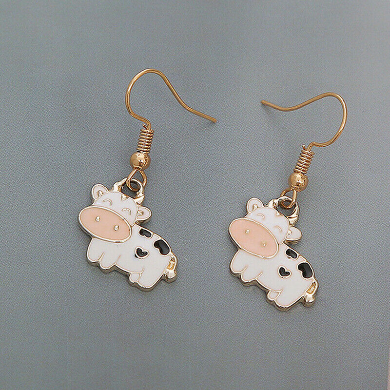 Fashion Cow Earrings Drop Dangle Jewelry Farm Animal Party Accessories Gi.l8