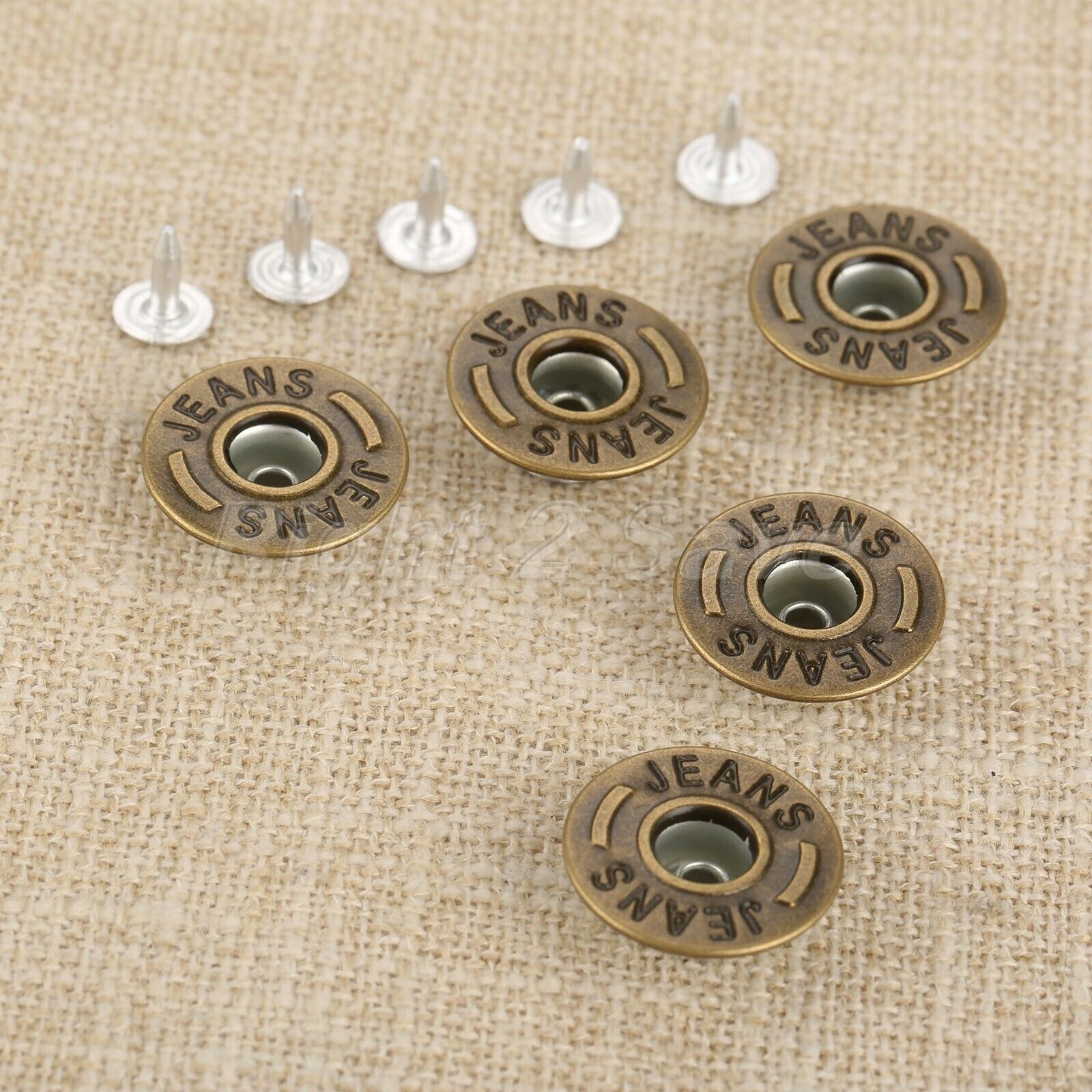 50Pcs 20mm Bronze Jeans Buttons Metal DIY Shank + 50 Nails For Jeans Fasterners
