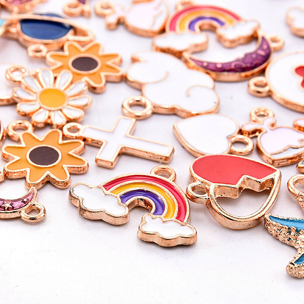 20Pcs/Set DIY Mixed Enamel Random Color Alloy Pendant Charms Jewelry Accessory