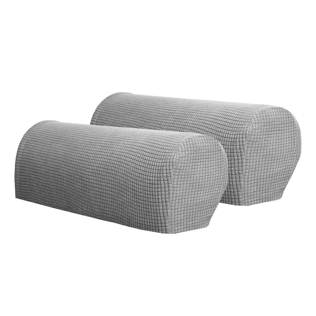 2 Pairs Sofa Armrest Covers Stretch Arm Furniture Protector Light Gray