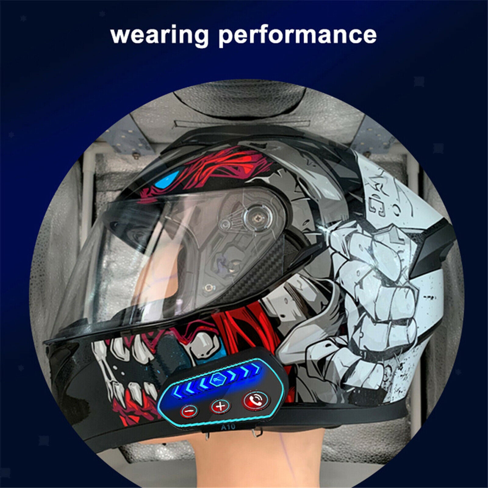 Motorcycle Helmet Headset IP67 Bluetooth 5.0 Headphone 2600mA Call Control
