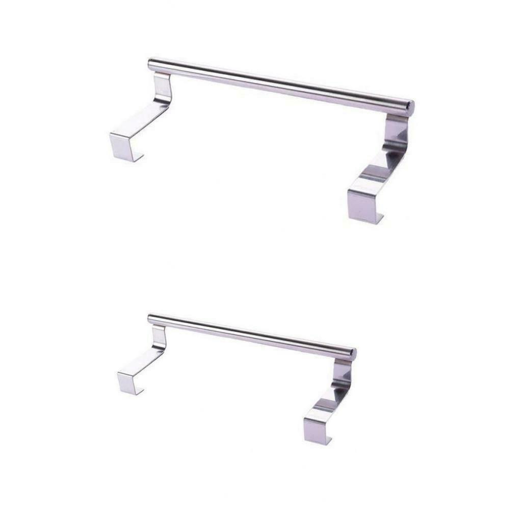 2Pcs Stainless Steel Towel Cupboard Door Kitchen Towel Over Holder