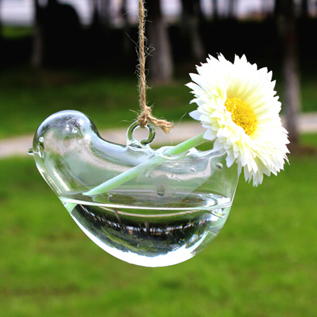 Bird Shaped Glass Vase Flower Door Plants Decorations Home Garden, Hanging, Size