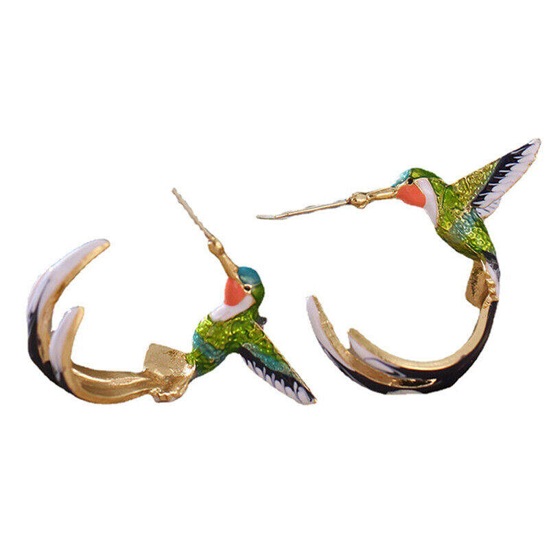 Flying Hummingbird Painting Oil Earrings Fashion Animal Jewelry Female Earri Rf