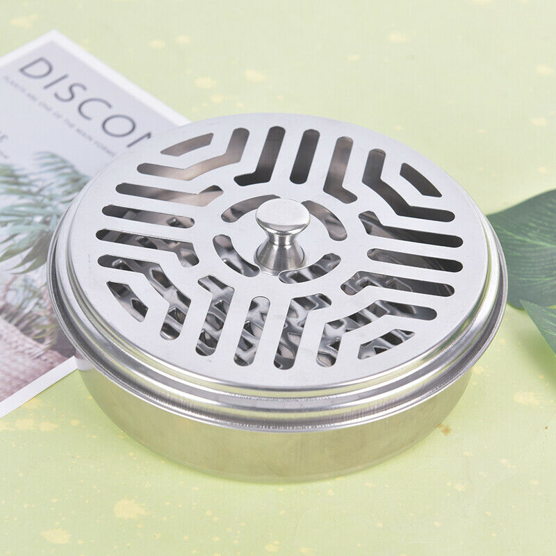 Mosquito Coil Holder Tray Frame Safe Metal Round Rack Plate Portable With.l8