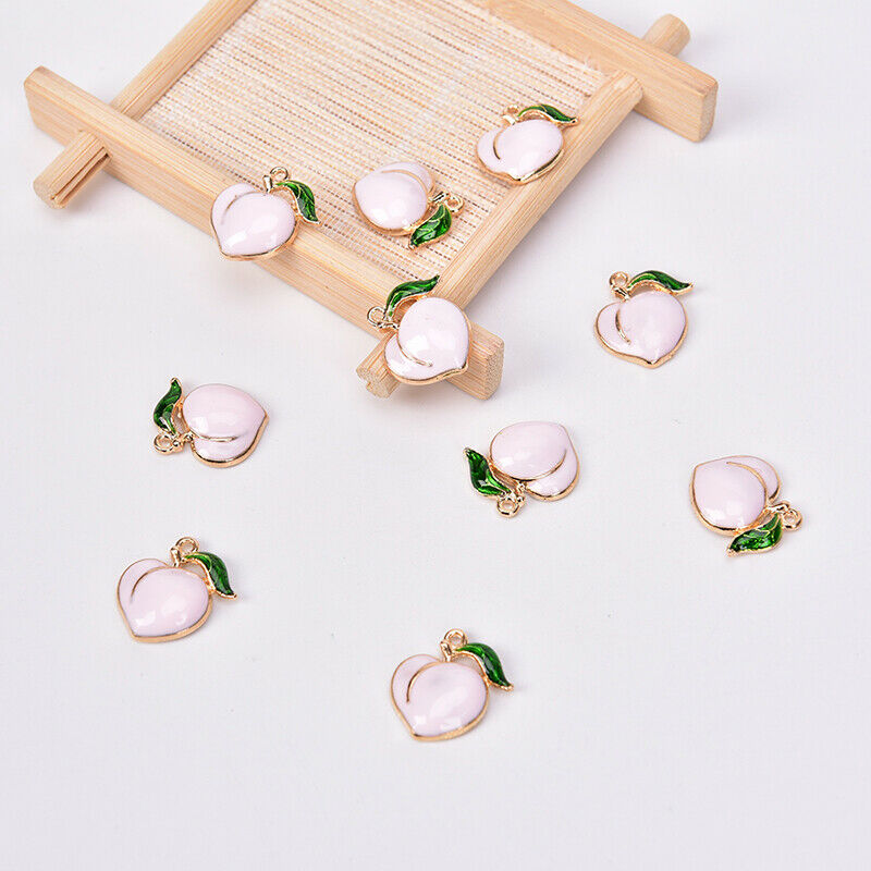 10x Fruit Peach Enamel Alloy Charms Pendant DIY Craft Jewelry Findings Gi.l8