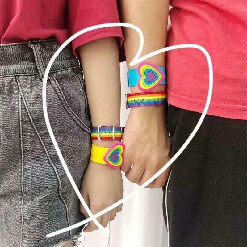 Couples Rainbow Bracelet Adjustable Women Girls Wristband Colorful Bracelets