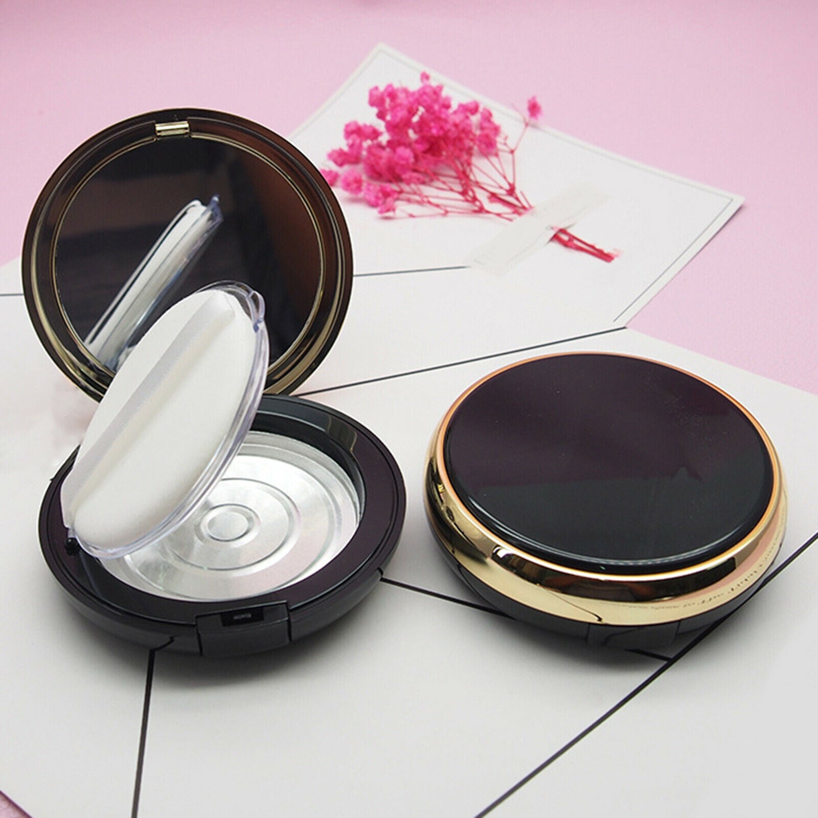 Plastic Empty Eyeshadow Highlighter Case Portable DIY Container Box Black