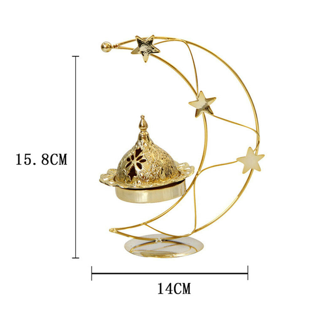 Moon Frame Cone Incense Burner Tealight Candle Holder Censer Bowl Ornament