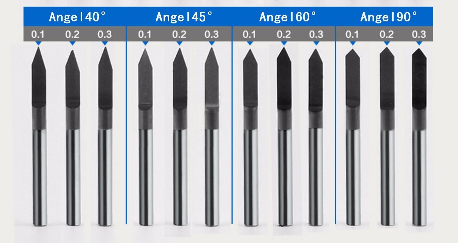 5pcs TIN TiAIN Coated Carbide PCB Engraving CNC Bit Router Tool 10 Degree 0.1mm