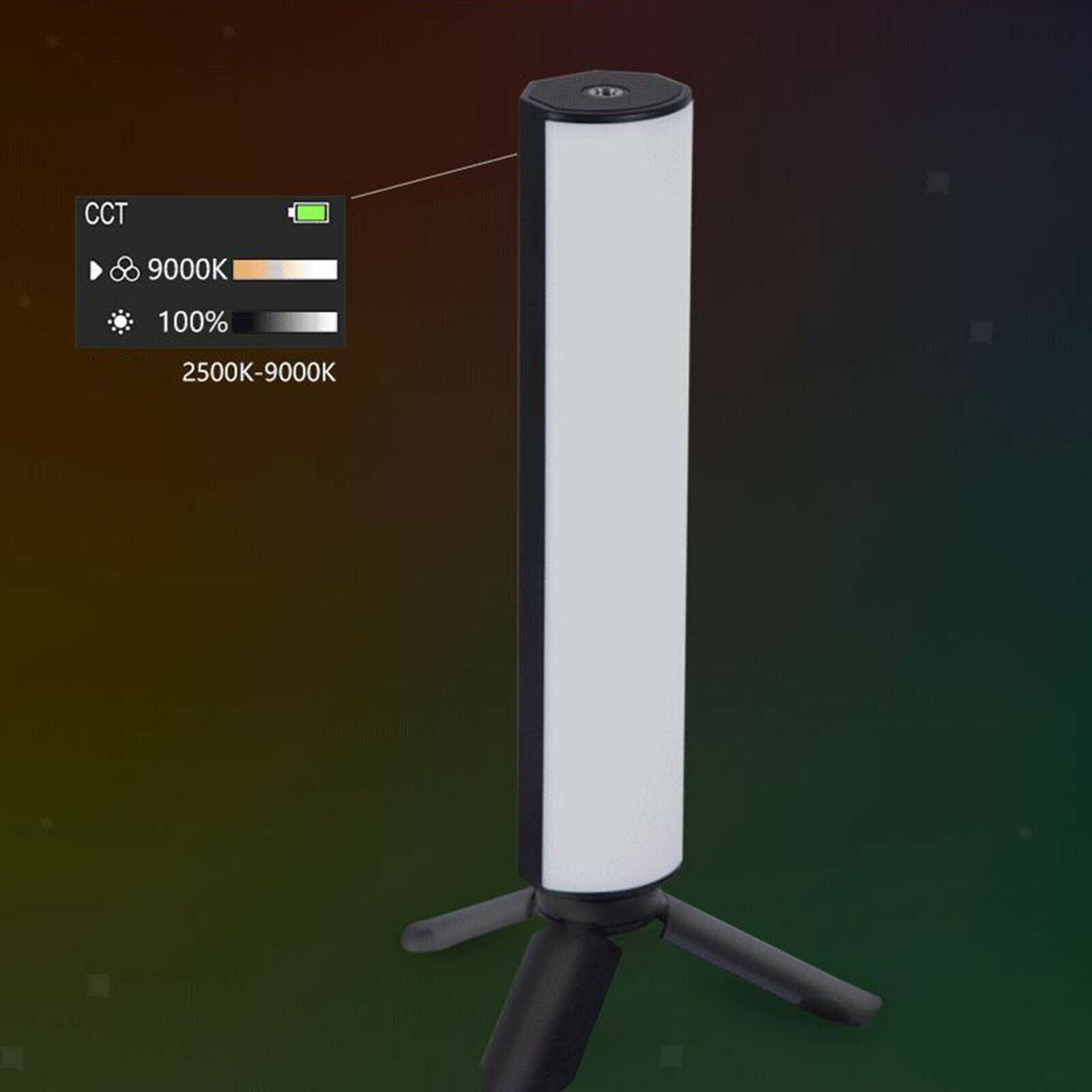 Tube Light with Mini Tripod Rechargeable RGB Lamp for Vlog Recording Room