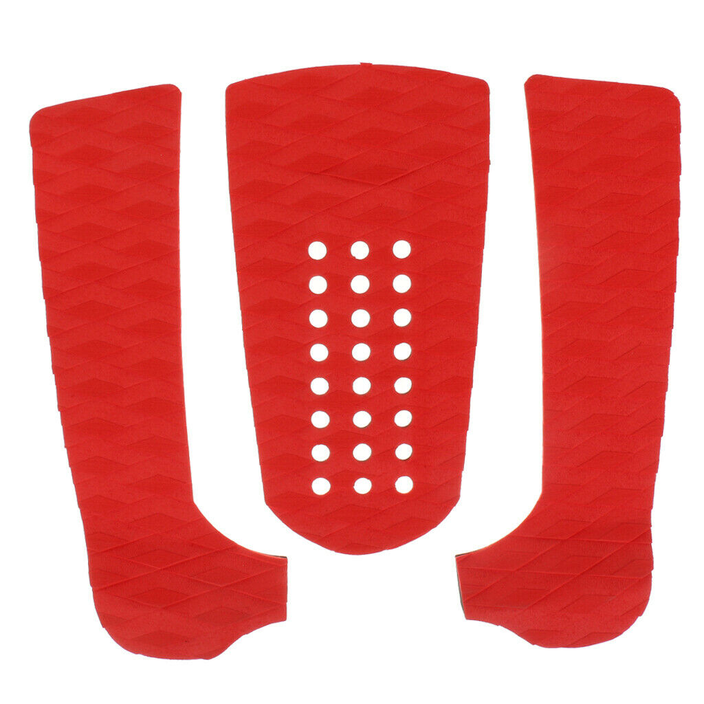 Set of 3 Surfboard Traction Tail Pads Surf Deck Grips Surfing - Red