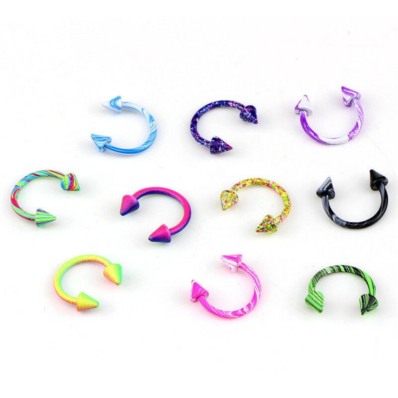 10X Stainless Steel Horseshoe Bar Lip Nose Septum Ear Ring Stud Piercing Wome Rf