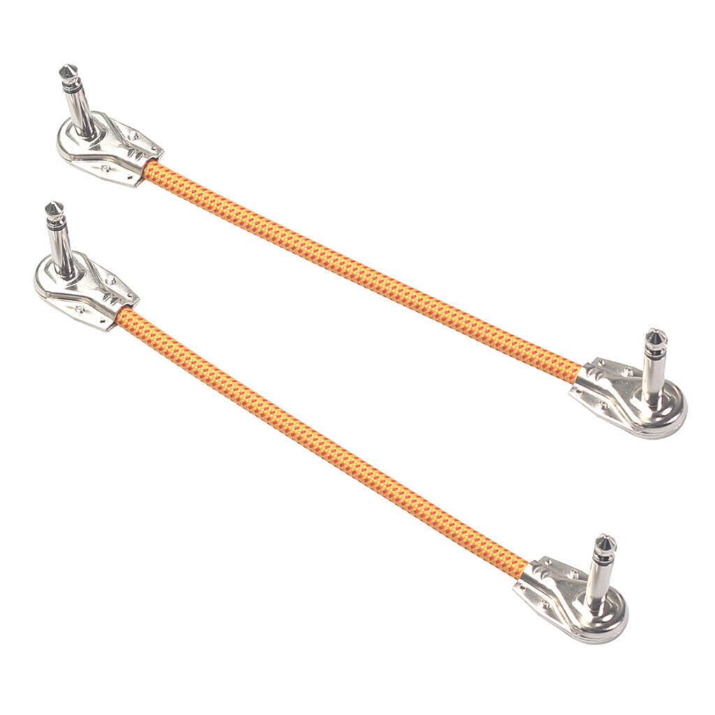 2pcs 6.35mm Angled Male to Male Guitar Effect Pedal Patch Nickel Plated Plug