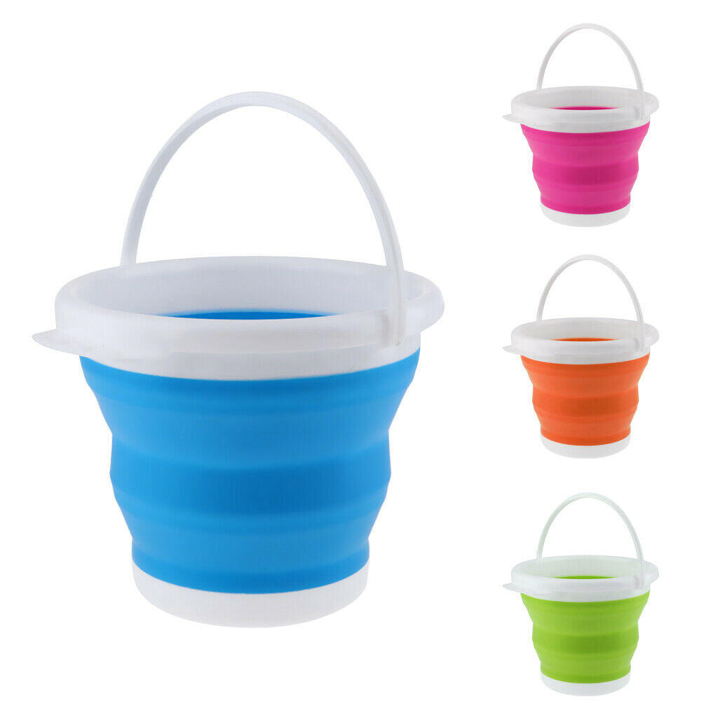 Camping Folding Collapsible Silicone Bucket Outdoor Barrel S Round Blue