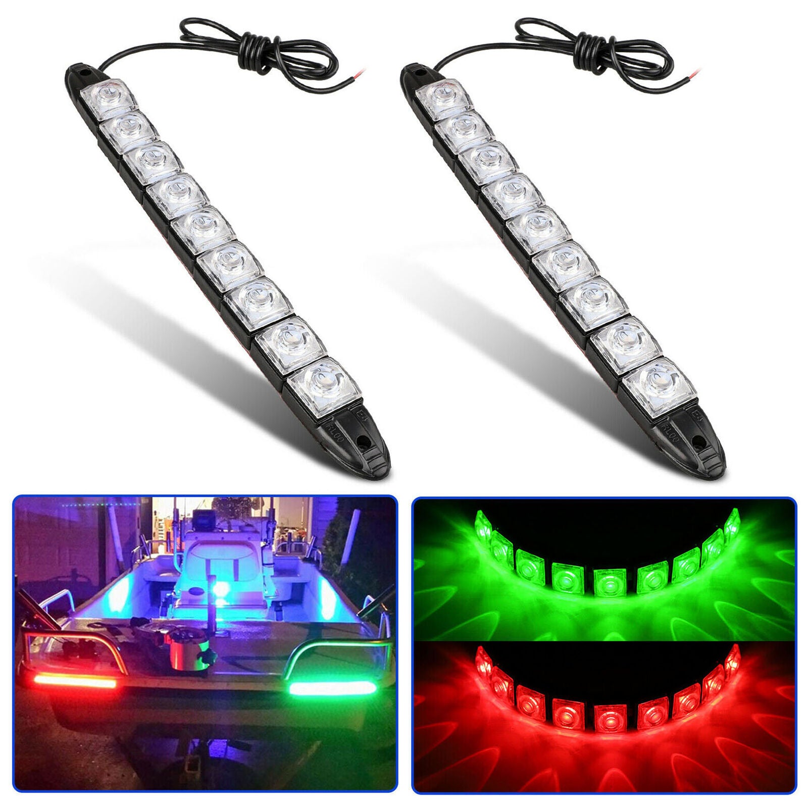 2 Pcs Red Green Navigation 9Led Marine Bow Boat Car 12V Yacht Pontoon Brigh C9J7