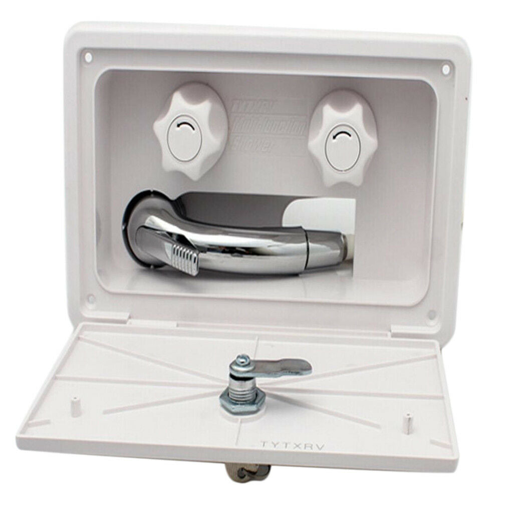 Premium White Shower Nozzle Box Set Sprayer Holder For RV with Lock&Keys