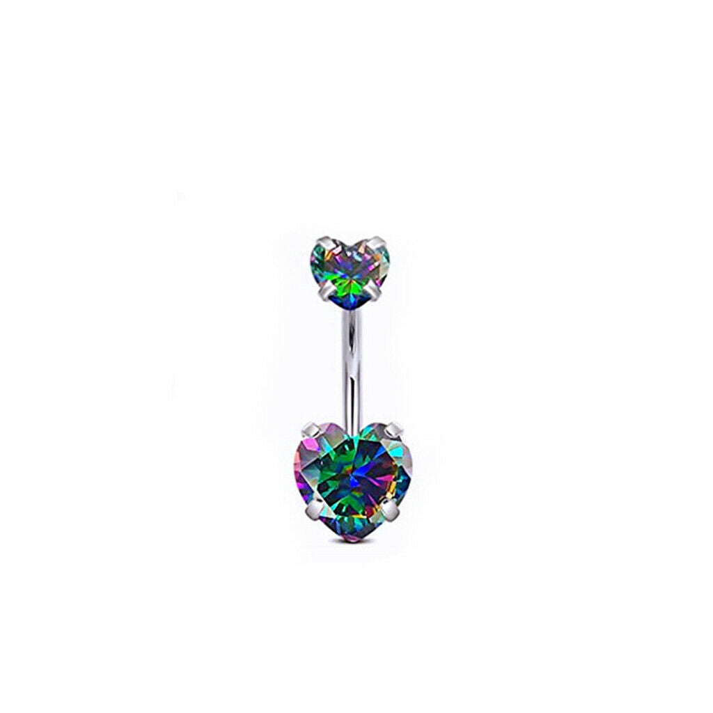 Belly Button Rings Diamond Stainless Steel Navel Ring Barbell for Women Rose