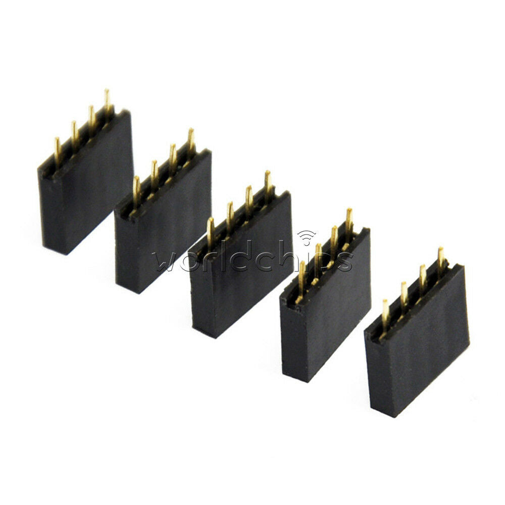 100PCS 1x4 4 Pin  Single Row 2.54mm Pitch Female Header Straight for Arduino