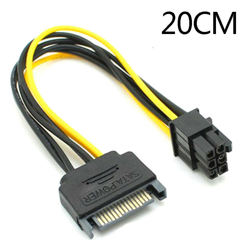 20CM SATA 15pin to 6pin PCIe PCI-e Express Graphics Card Power Cable for .l8
