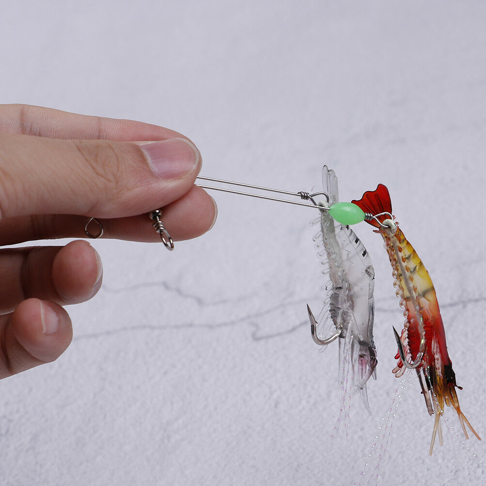 2pcs 9cm/6g Shrimp Soft Lure Fishing Artificial Bait With Glow Hook Swivels!eJBD