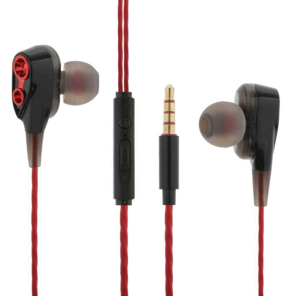 Dual Moving Coil 3.5mm Wired Sports In-Ear Headsets Stereo Earphones Earbuds