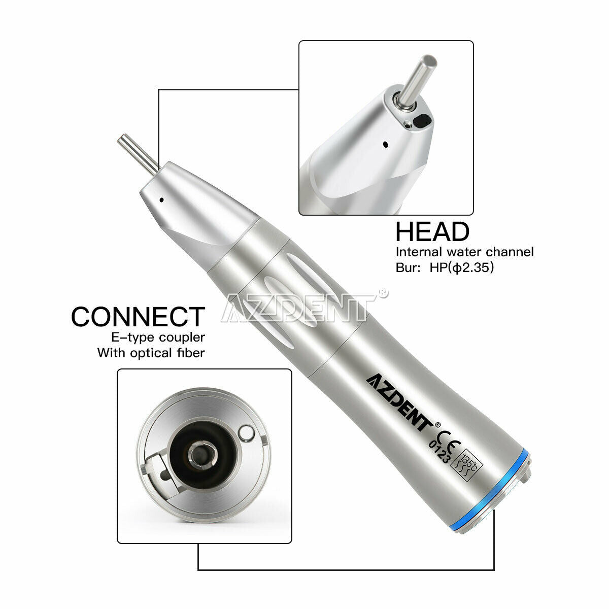 Dental 1:1 Straight Nose Optic Fiber Inner Water Channel Low speed Handpiece