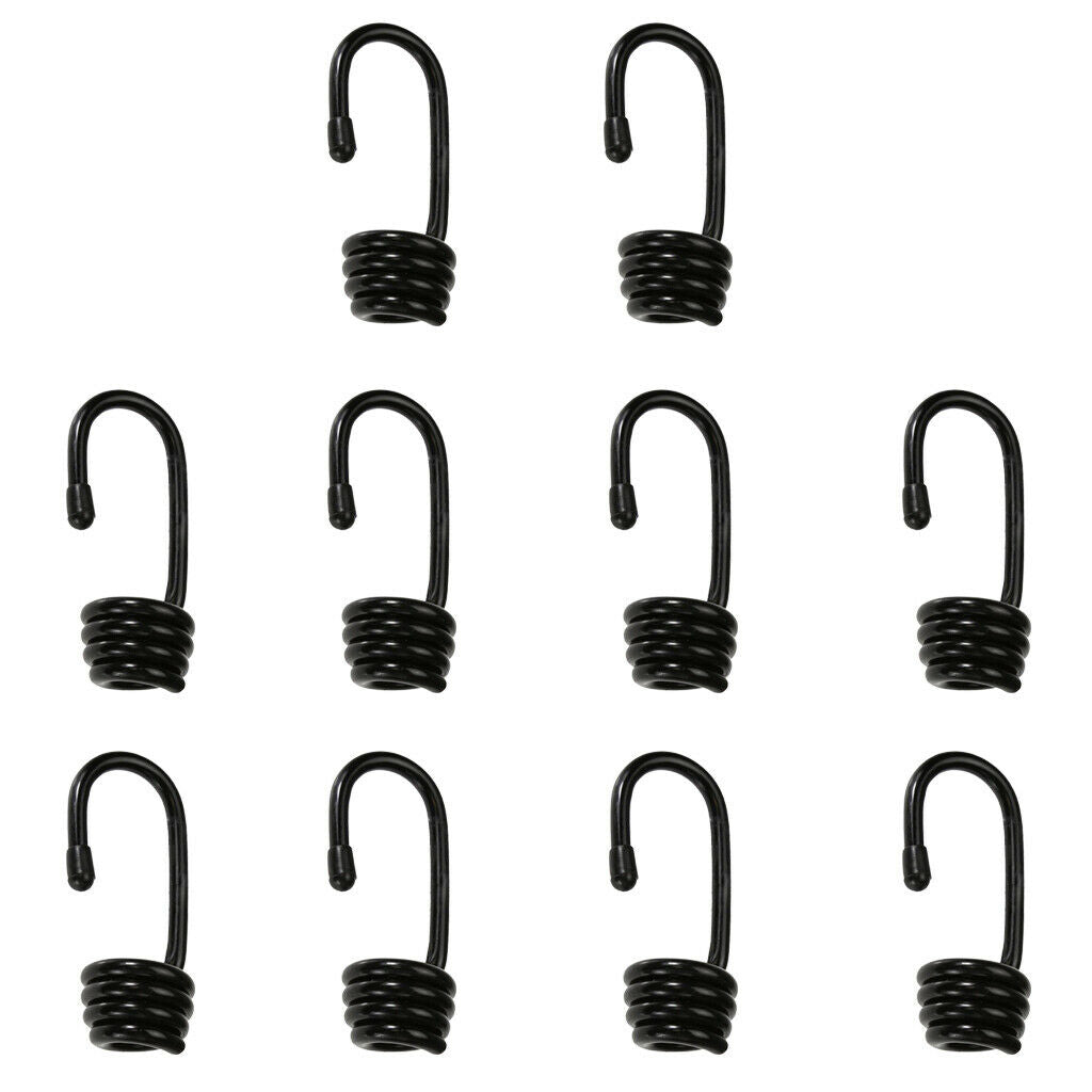 10 Pieces Plastic Coated Steel Wire Hook 10mm Shock Cord Bungee Elastic Rope