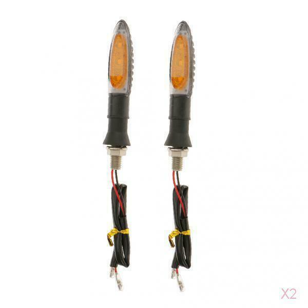 2pcs Foldable Motorcycle Black Led Turn Light Yellow Light Signal Indicator