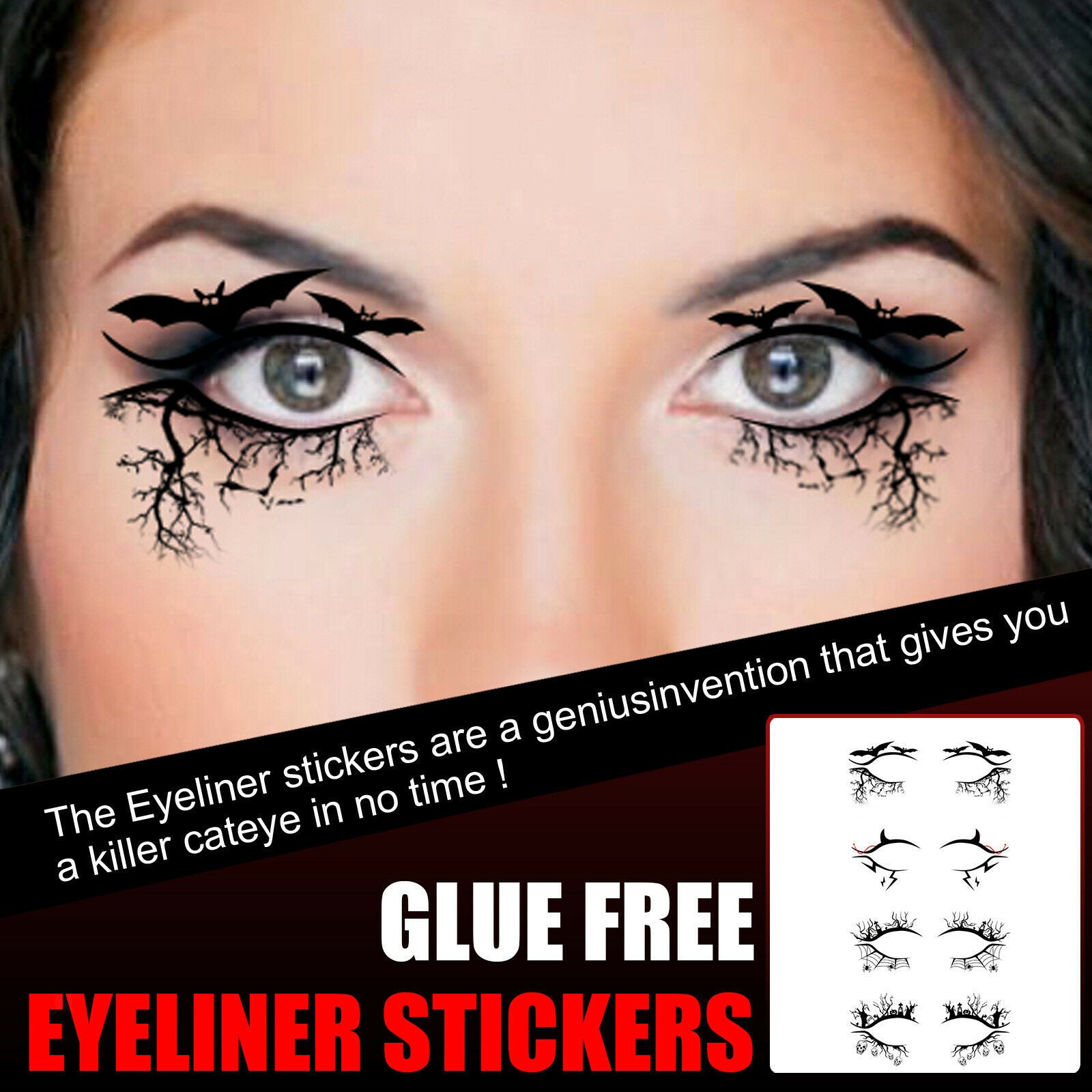 1 Sheet Halloween Eye Shadow Eyeliner Cosmetic Stickers for Stage Decoration
