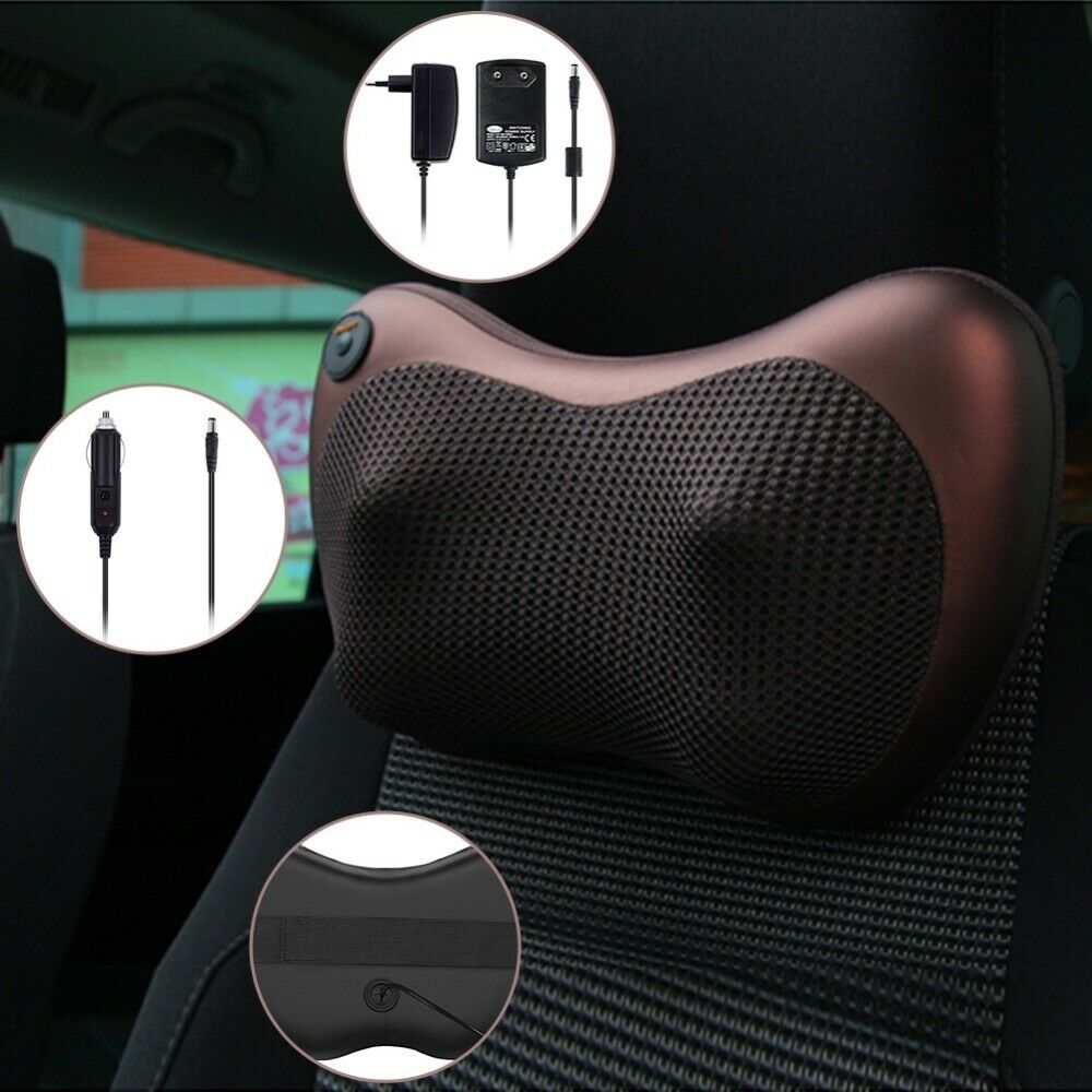 Electric Lumbar Neck Back Massage Pillow Massager Kneading Cushion Heat Home Car