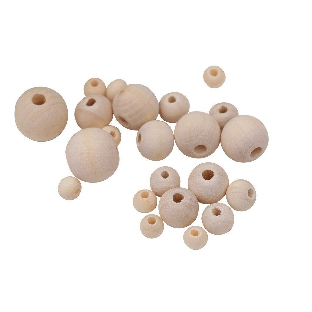 148Pcs Round Wood Spacer Bead Natural Unfinished Wooden Beads Ball Teething